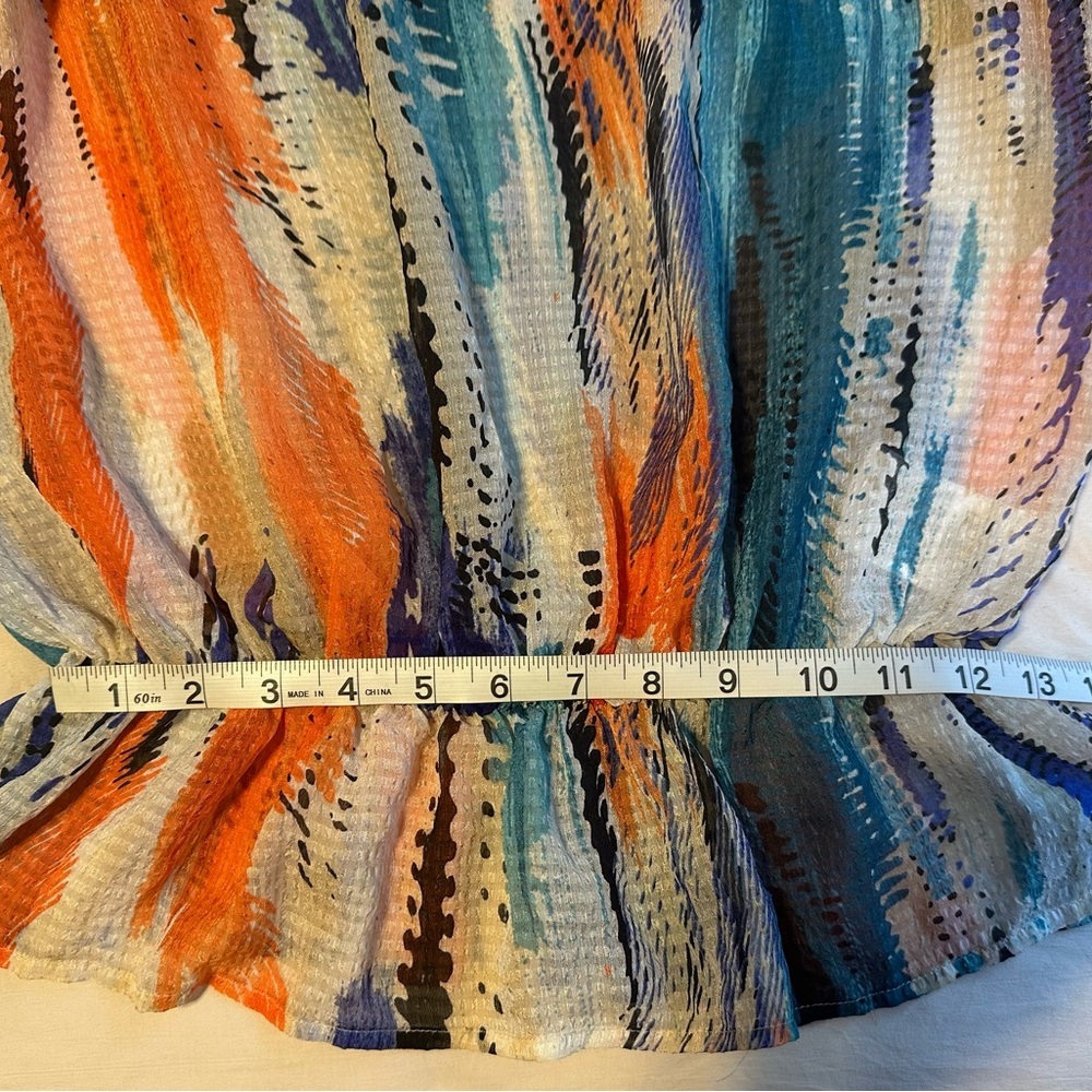 Guess Sleeveless Off-Shoulder Blouse Blue and Orange - Picture 6 of 9